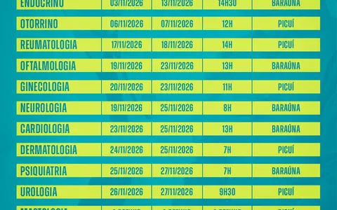 Baraúna divulga calendário de atendimentos especializados de novembro