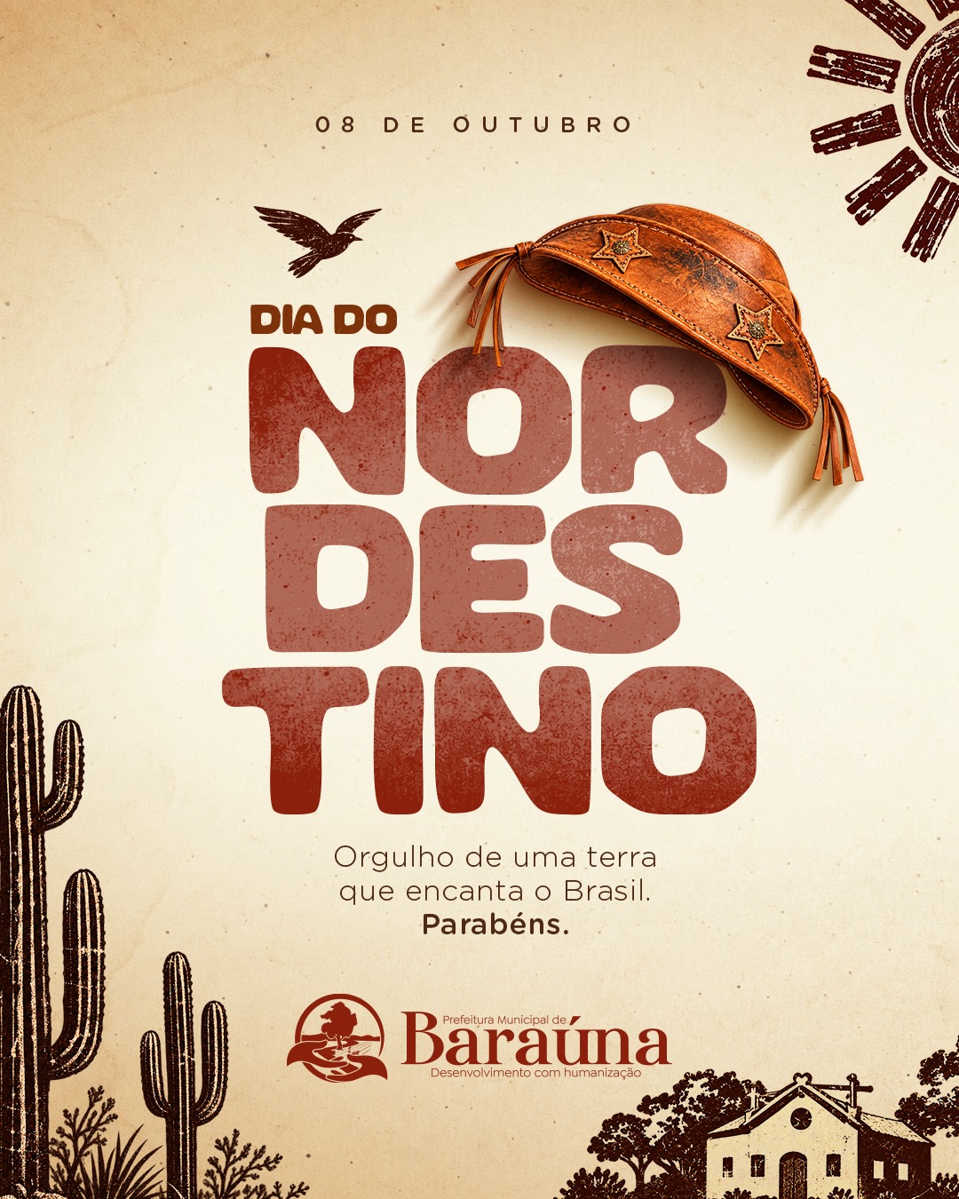Prefeitura de Baraúna divulga mensagem pelo Dia do Nordestino