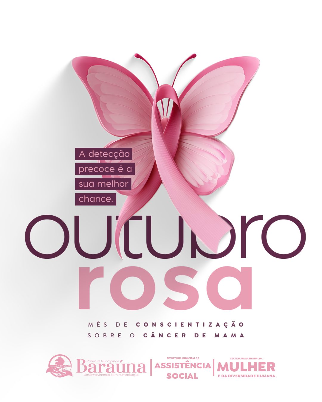 Prefeitura de Baraúna divulga mensagem da campanha Outubro Rosa