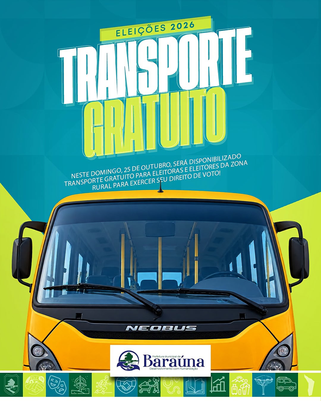 Baraúna oferece transporte gratuito a eleitores da zona rural no 2º turno