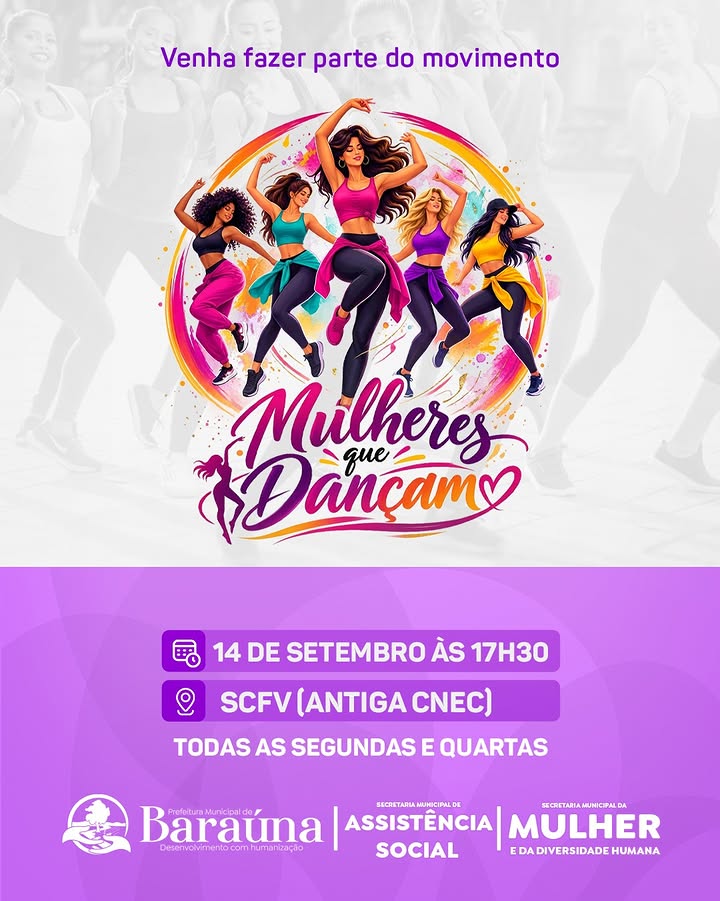 Projeto Mulheres que Dançam tem atividade em 14 de setembro em Baraúna