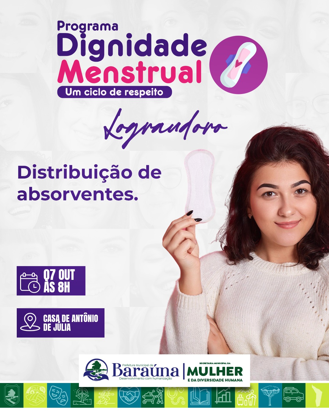 Baraúna anuncia entrega de absorventes na zona rural em 7 de outubro