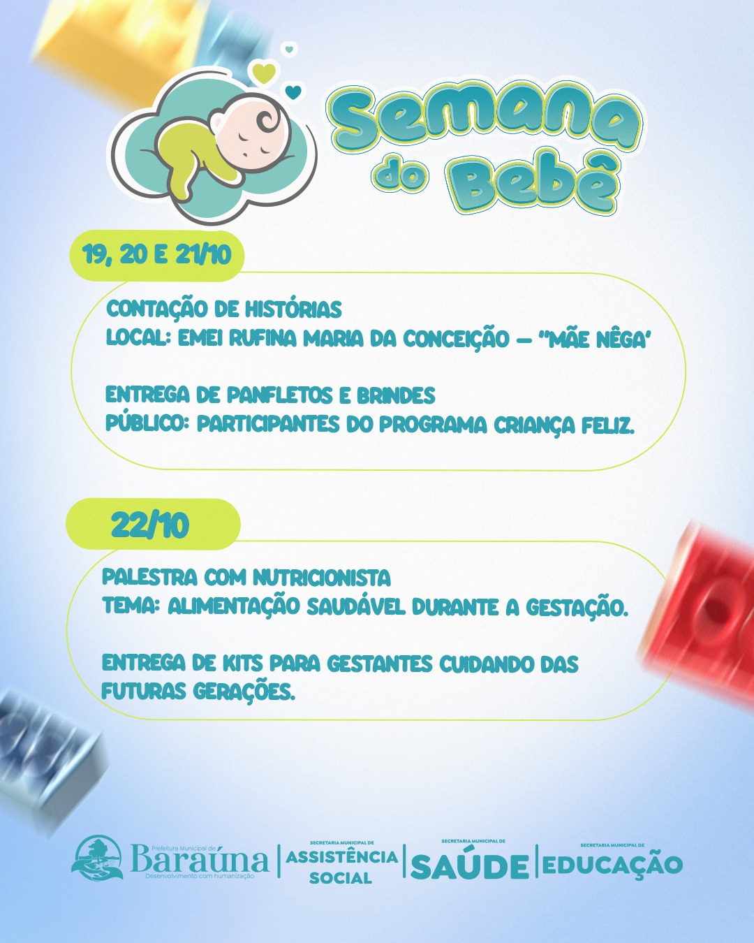 Baraúna realiza Semana do Bebê com ações para crianças de 0 a 6 anos