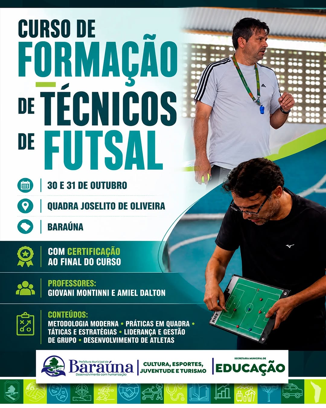 Baraúna recebe curso de formação de técnicos de futsal em outubro