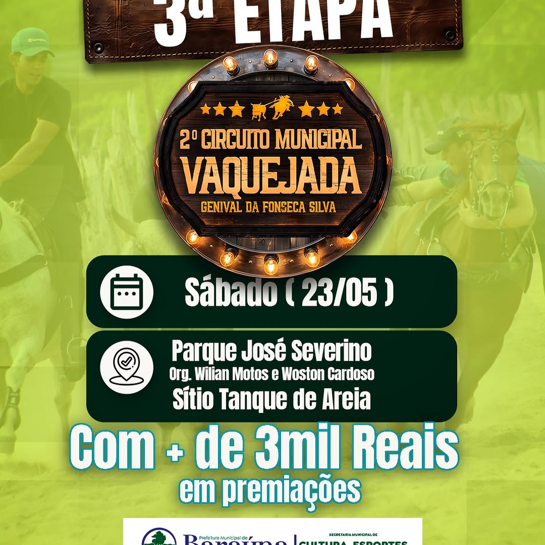 Baraúna sedia 3ª etapa do Circuito de Vaquejada com R$ 3 mil em prêmios